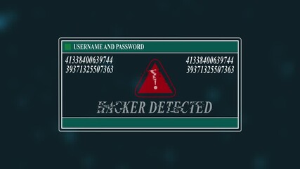 Hacker Detected Warning Notification Generated on Digital System Security Alert Error Message on Computer Screen after Entering Login And Password . Cyber Crime - Powered by Adobe