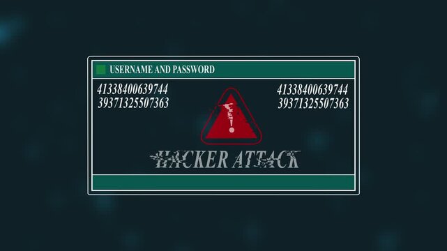 Computer Screen Entering Login And Password With Showing Hacker Attack Alert System