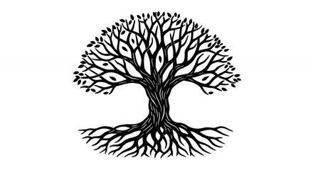 Naklejka premium Elegant black and white tree of life design