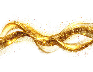 Gold, swirling, glittery waves on black background