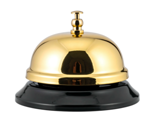 Polished gold service bell with black base (1)