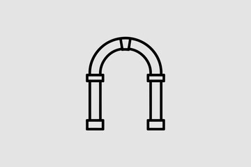 Fototapeta premium Simple architectural archway icon with clean lines on a muted background.