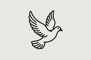 Obraz premium Simple line drawing of a white dove in flight, symbolizing peace and hope.