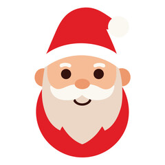 Cute Santa Claus Face Illustration with Red Hat and White Beard