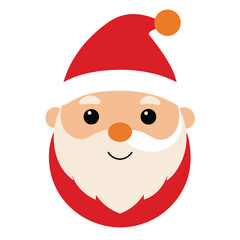 Cartoon Santa Claus Face with Red Hat and White Beard Illustration