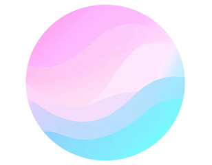 Circular graphic with soft pastel pink and blue waves