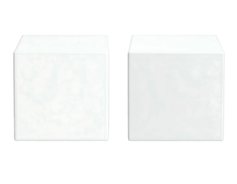 Two white cubic objects, side-by-side