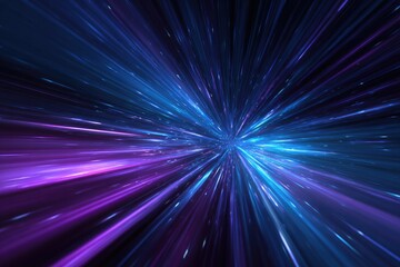 Abstract, vibrant radial lines of blue and purple light