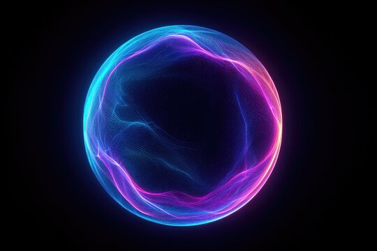 Abstract sphere of glowing, swirling lines