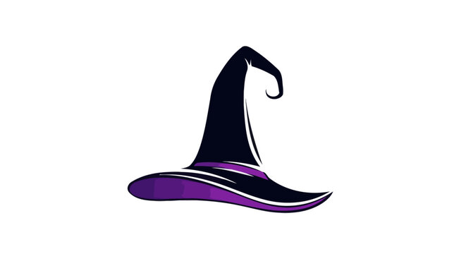 Whimsical witch hat illustration with a dark purple hue, ideal for Halloween graphics, seasonal designs, and themed party invitations or decoration projects.