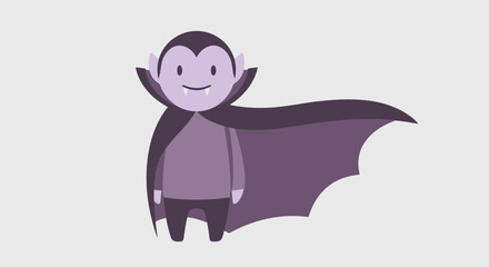 Cartoon Vampire Character Illustration for Halloween-Themed Designs and Children's Educational Resources, Perfect for Spooky Fun and Creative Projects