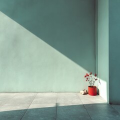 Simple corner, light and shadow on pale wall