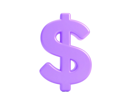 Purple dollar sign, 3D style