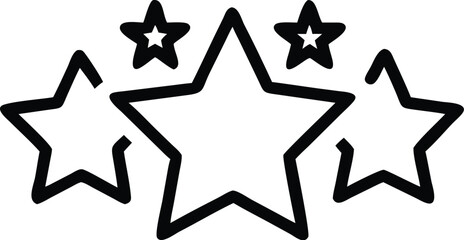 Hand Drawn Star Cluster Illustration with Bold Outline in Black and White