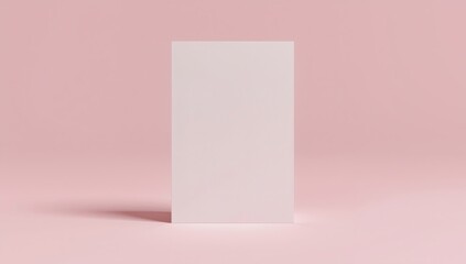 Minimalist tall rectangular white box centered on a soft pink background with subtle shadow