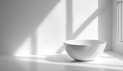 White bowl in sunlit studio