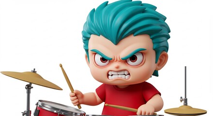 元気な少年 熱いドラム演奏 鮮やか色彩 力強い表現 (Genki na shonen atsui doramu ensou azayaka shikisai chikara tsuyoi hyougen) Translation: Energetic boy passionate drum performance vivid colors powerful expression