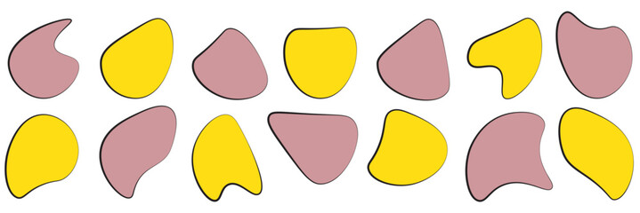 Random blob circles silhouette icon set. An arrangement of black organic shapes. Isolated on a white background.