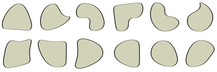 Organic amoeba blob shape abstract pastel color with line vector illustration isolated on transparent background. Abstract blob and amoeba figure