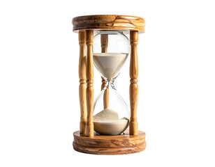 Wooden hourglass, light beige sand