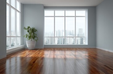 Obraz premium Empty room with city view (2)