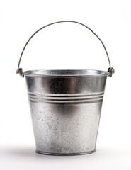 Small, gray metal bucket with handle