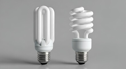 Two different energy-efficient light bulbs are displayed against a neutral backdrop.