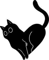 Black cat illustration with large white eyes