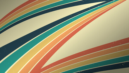 1970 70s retro perspective wave  lines rainbow background. Vintage grunge colourful stripes banner, backdrop and wallpaper vector.
