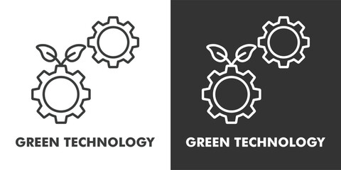 Green Technology Icon Filled Outline Vector Illustration in Black and White