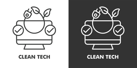 Clean Tech Icon Filled Outline Vector Illustration in Black and White