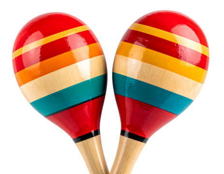 Vibrant red, orange, yellow, and teal maracas - Powered by Adobe