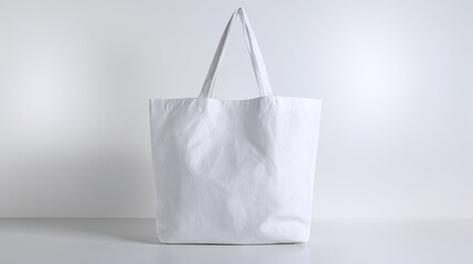 Plain White Cotton Tote Bag Mockup Isolated on White Background, Minimalist Product Photography