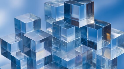 Obraz premium 青いキューブ、青背景