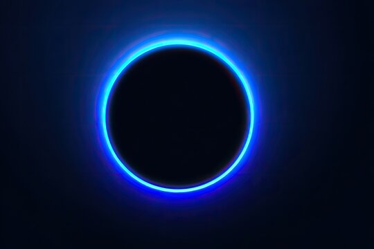 Neon blue circle on dark background