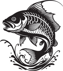 Decorative fish illustration perfect for tattoo, logo, or design