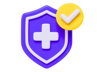 Obraz premium Modern healthcare security concept with a clean, professional shield and checkmark, promising safety and protection for health services and data