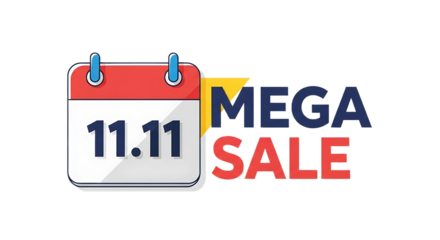 Exciting mega sale event on November 11th with calendar notification reminding shoppers of special offers and deals for holiday shopping season discounts