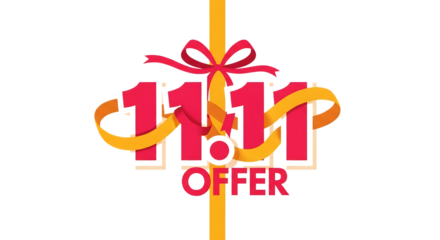 Singles Day exclusive offer with ribbon and bow, a vibrant promotion for November 11th shopping festival, perfect for ads and social media marketing campaigns