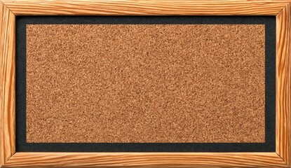Empty cork bulletin board in a wooden frame