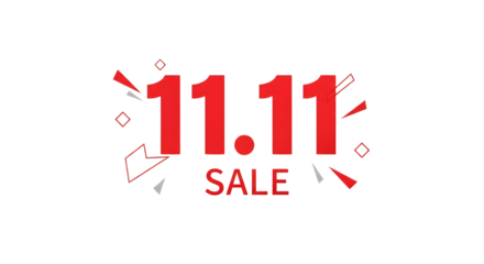 Amazing 11.11 sale event with red numbers and geometric shapes, perfect for promotional marketing campaigns and online shopping deals during the holiday season