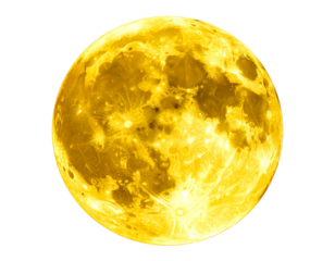 Golden, full moon in space