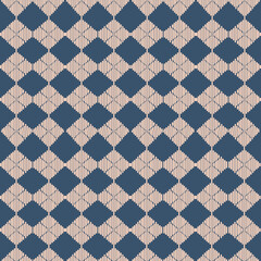 Blue and Beige Checker Geometric Seamless Pattern