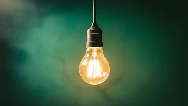 Glowing vintage Edison bulb swinging gently creates a warm inviting atmosphere perfect for innovation or inspiration concepts and creative projects