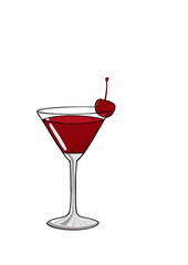 red cocktail with cherry