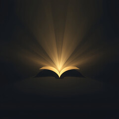 A glowing opened book in dark background reading, knowladge, education concept abstract image 