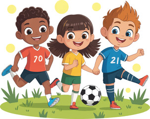 children playing soccer