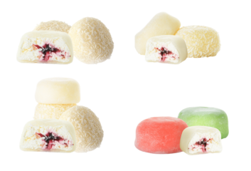 exquisite mochi ice cream assortment featuring vibrant fruit fillings