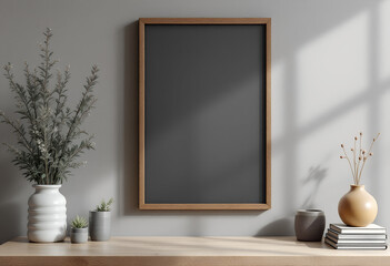 Framed Poster in a Modern Living space Mockup