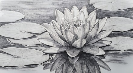 Monochromatic water lily drawing